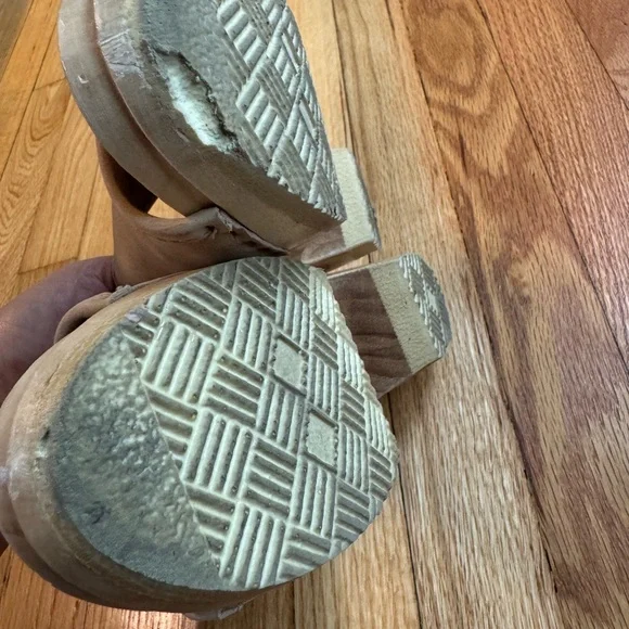 No. 6 Tan Daria Leather Mules Classic Wooden Clogs 38 8 - Picture 6 of 6